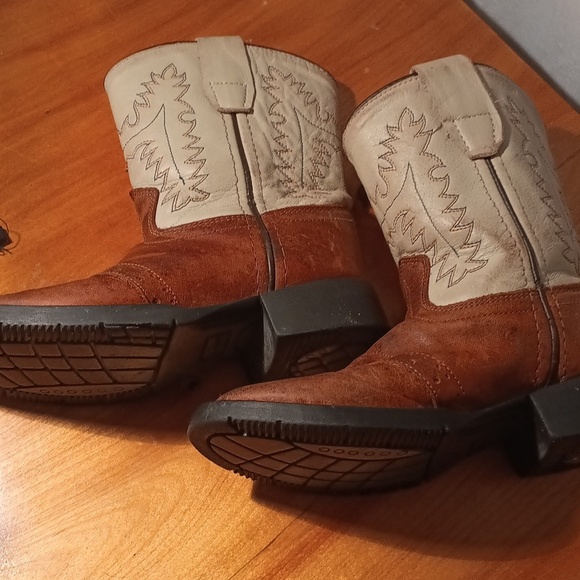Old West Kids' Cowboy Boots - Brown and Cream Toddler Size 075 - Picture 7 of 9